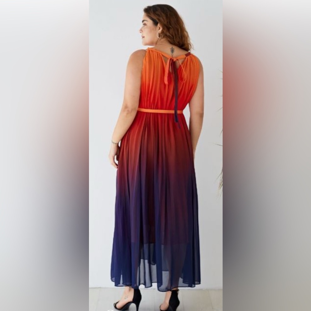 Chic Orange and Blue Backless Dress